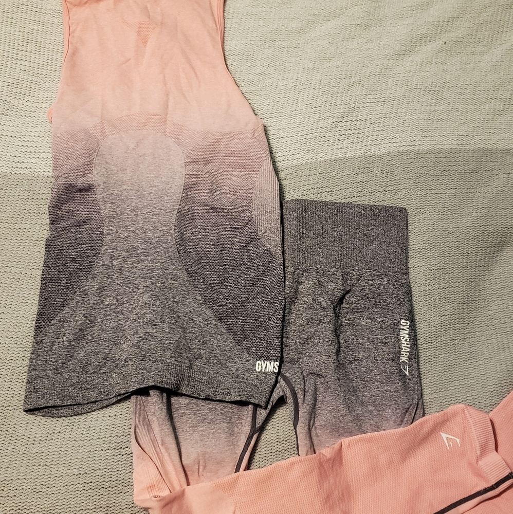 Gymshark Grey and Pink Ombre Leggings and Vest